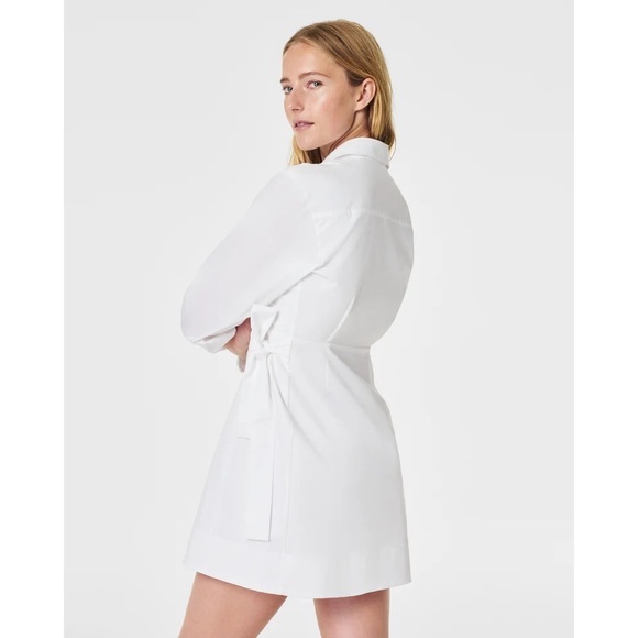 NWT SPANX White The Best Poplin Wrap Dress - Picture 3 of 8